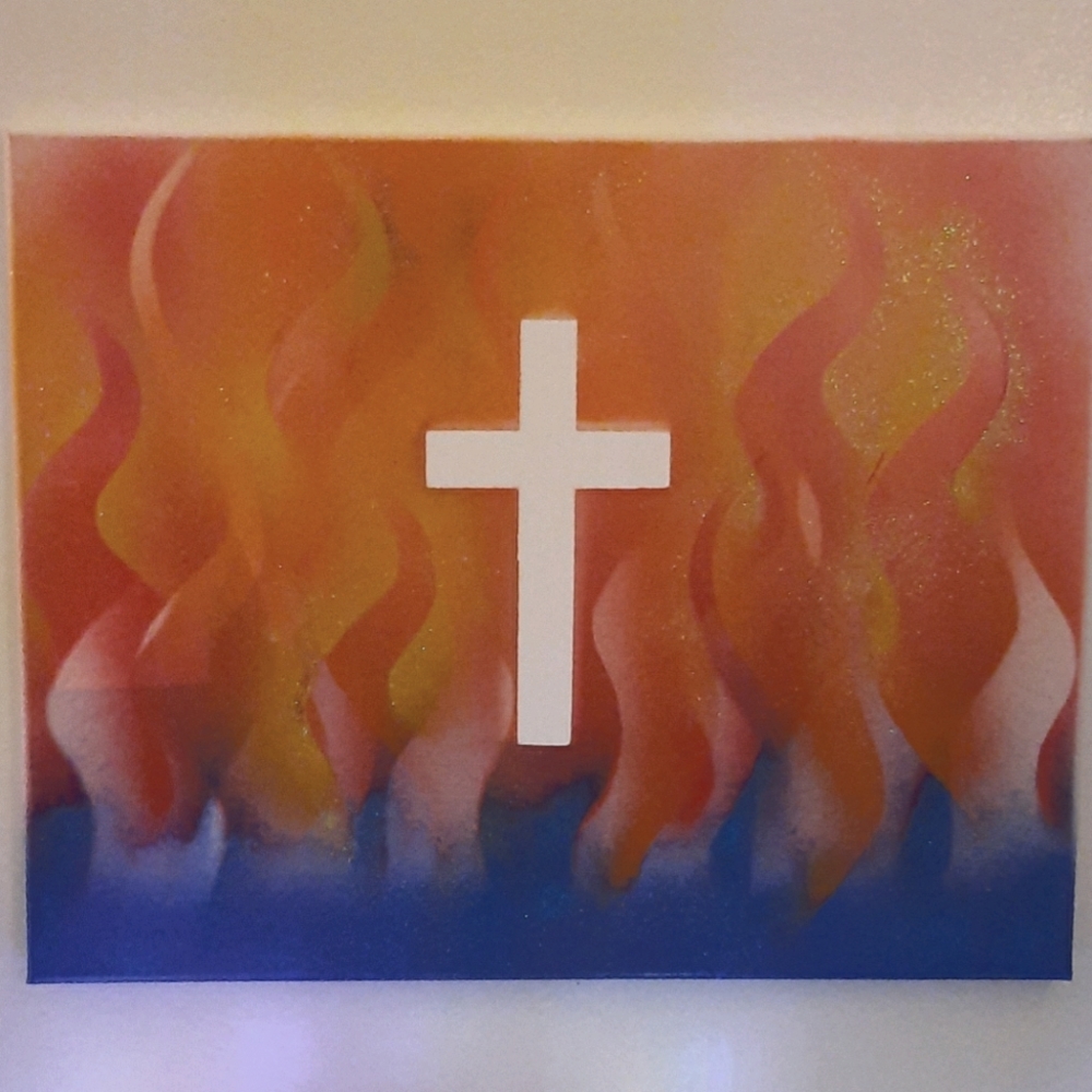 Fire Cross Christian Artwork